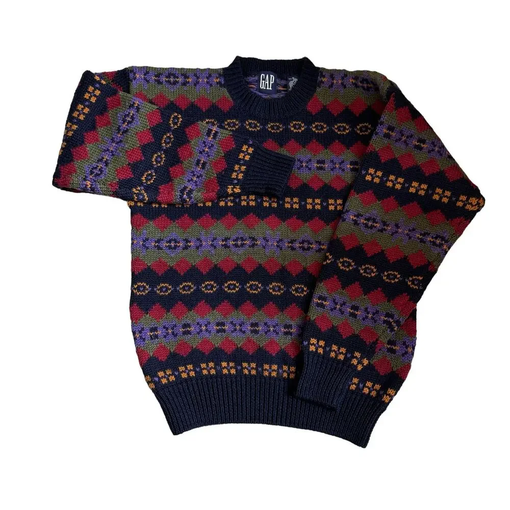 GAP Multicolor Patterned Crewneck Sweater